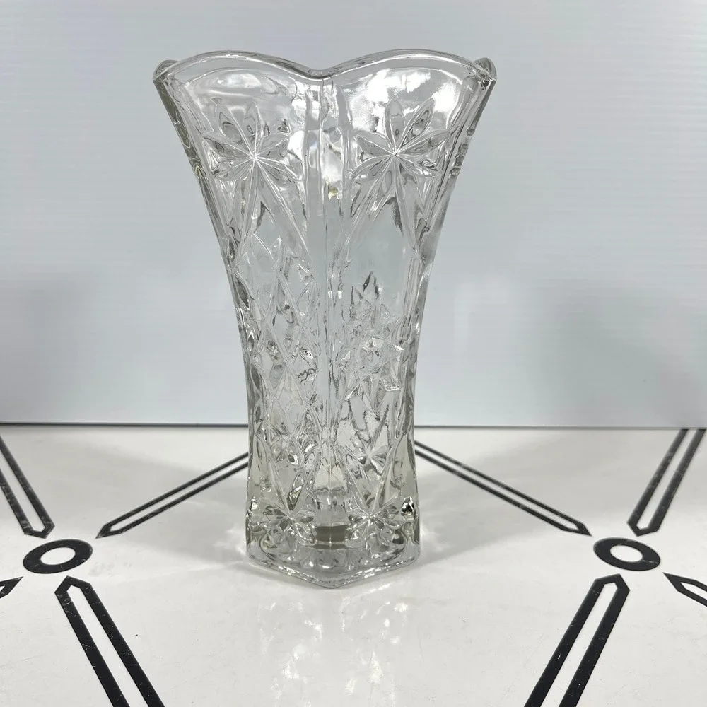 VTG Anchor Hocking Early‎ American Prescut Star of David Diamond Cut Vase